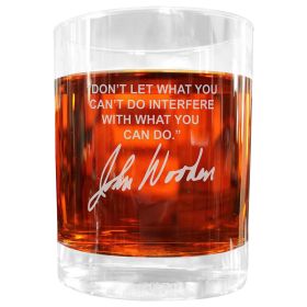 John Wooden Famous Quote Italian Crystal Whiskey Glass