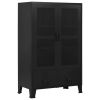 Office Cabinet with Mesh Doors Industrial Black 29.5"x15.7"x47.2" Steel