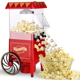 Popcorn Machine Maker Popcorn Machine with Wheels; 1400 Watts; 120 V; Hot Air Popper Popping 12 Cup Retro Vintage Fashioned Style; For Movie Parties.