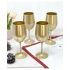 Designer Metallic Gold Color Acrylic Wine Glasses Set of 4 (12oz), Premium Quality Unbreakable Stemmed Acrylic Wine Glasses for All Purpose Red or Whi