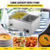 VEVOR 110V 2-Pan Commercial Food Warmer 850W Electric Steam Table 15cm/6inch Deep Stainless Steel Bain Marie 17 Quart for Buffet Catering, Silver