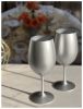 Designer Metallic Silver Color Acrylic Wine Glasses Set of 4 (20oz), Premium Quality Unbreakable Stemmed Acrylic Wine Glasses for All Purpose Red or W