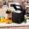 Portable Countertop Ice Maker Machine; 33lbs/24H; 9 Bullet Ice Cubes Self-Cleaning; Two Cube Sizes; LED Indicator; with Ice Scoop & Basket (Black)