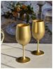 Designer Metallic Gold Color Acrylic Wine Glasses Set of 4 (12oz), Premium Quality Unbreakable Stemmed Acrylic Wine Glasses for All Purpose Red or Whi